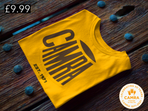 1971 CAMRA - 50th Anniversary Retro T-shirt - Gold, Grey, Black - large, Gold